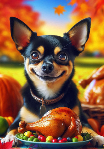 Chihuahua Black and Tan Smooth - Best of Breed DCR Thanksgiving Outdoor House and Garden Flag