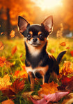 Chihuahua Black and Tan Smooth - Best of Breed DCR Falling Leaves Outdoor Flag