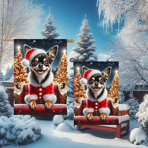 Chihuahua Black and Tan Smooth - Best of Breed DCR Christmas Outdoor House and Garden Flag