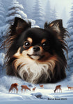 Chihuahua Black Longhaired - Best of Breed  Winter Wonderland Outdoor House and Garden Flag