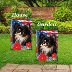 Chihuahua Black Longhaired - Best of Breed  Patriotic I All-American Outdoor House and Garden Flag