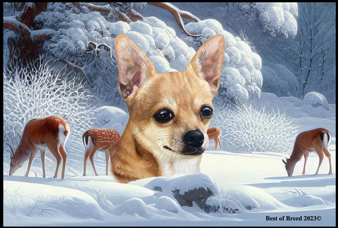 Chihuahua Tan Smooth -  Best of Breed Winter Wonderland Floor Mat Tufted Loop 18" x 27"