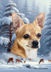 Chihuahua Tan Smooth -  Best of Breed  Winter Wonderland Outdoor House and Garden Flag