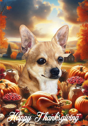 Chihuahua Tan Smooth -  Best of Breed  Thanksgiving Outdoor House and Garden Flag