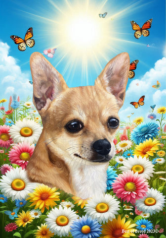 Chihuahua Tan Smooth -  Best of Breed  Summer Butterflies Outdoor House and Garden Flag