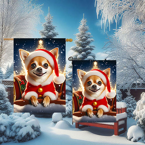 Chihuahua Tan Smooth - Best of Breed DCR Christmas Outdoor House and Garden Flag