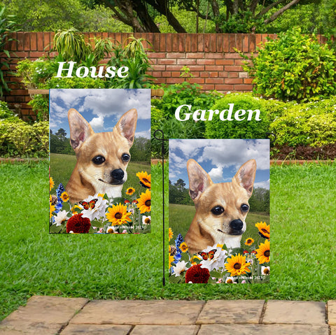 Chihuahua Tan Smooth -  Best of Breed  Summer Fields Outdoor House and Garden Flag