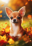 Chihuahua Tan Smooth - Best of Breed DCR Falling Leaves Outdoor Flag