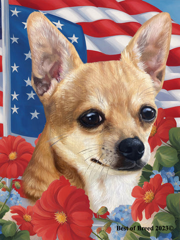 Chihuahua Tan Smooth -  Best of Breed  Patriotic I All-American Outdoor House and Garden Flag