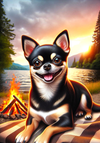 Chihuahua Black and Tan Smooth - Best of Breed DCR Summer Camping   Outdoor House and Garden Flag