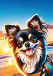 Chihuahua Black and Tan Longhair - Best of Breed DCR Summer Sunset Outdoor House and Garden Flag