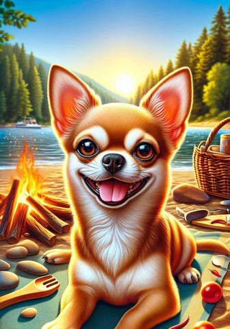 Chihuahua Tan Smooth - Best of Breed DCR Summer Camping   Outdoor House and Garden Flag
