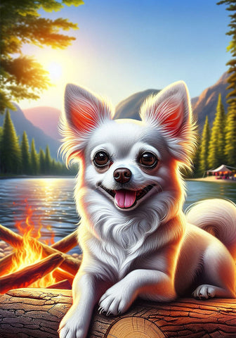 Chihuahua White - Best of Breed DCR Summer Camping   Outdoor House and Garden Flag