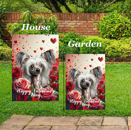 Chinese Crested - Best of Breed  Valentine's Day Outdoor House and Garden Flag