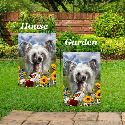 Chinese Crested - Best of Breed  Summer Fields Outdoor House and Garden Flag