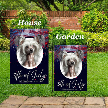 Chinese Crested - Best of Breed  Independence Day July 4th Fourth of July   Outdoor House and Garden Flag