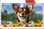 Chiweenie Black/White - Best of Breed Summer Flowers Mailbox Cover Hi-Grade Vinyl 6" x 19"