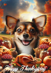 Chiweenie Black/White - Best of Breed  Thanksgiving Outdoor House and Garden Flag