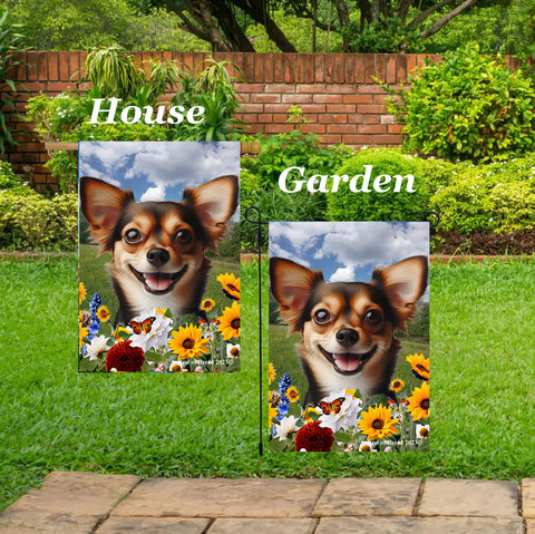 Chiweenie Black/White - Best of Breed  Summer Fields Outdoor House and Garden Flag
