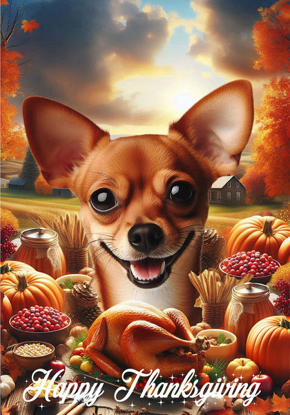 Chiweenie Red/White - Best of Breed  Thanksgiving Outdoor House and Garden Flag