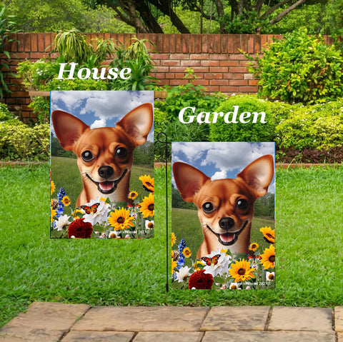Chiweenie Red/White - Best of Breed  Summer Fields Outdoor House and Garden Flag