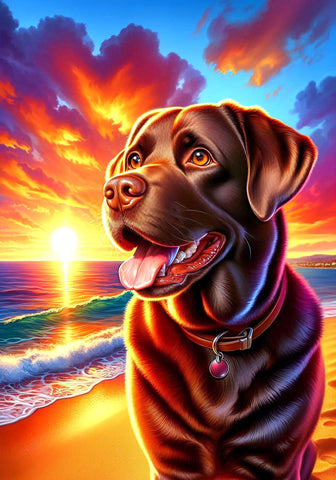 Chocolate Labrador - Best of Breed DCR Summer Sunset Outdoor House and Garden Flag