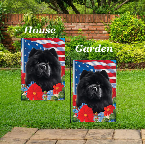 Chow Chow Black - Best of Breed  Patriotic I All-American Outdoor House and Garden Flag