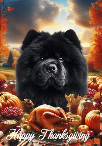 Chow Chow Black - Best of Breed  Thanksgiving Outdoor House and Garden Flag