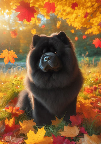 Chow Black - Best of Breed DCR Falling Leaves Outdoor Flag