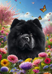 Chow Chow Black - Best of Breed  Spring Butterflies Outdoor House and Garden Flag