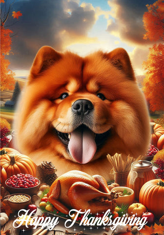 Chow Chow Red - Best of Breed  Thanksgiving Outdoor House and Garden Flag