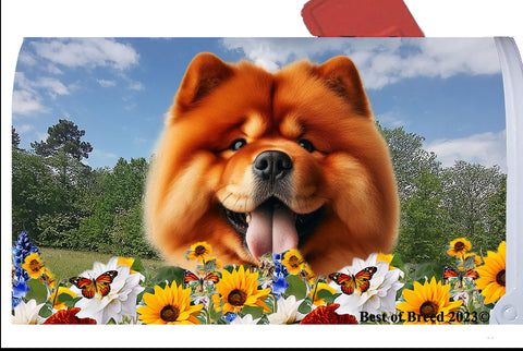 Chow Chow Red - Best of Breed Summer Flowers Mailbox Cover Hi-Grade Vinyl 6" x 19"