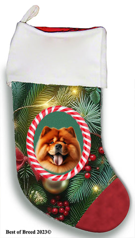 Chow Chow Red - Best of Breed  Christmas Stocking 13.5"  Red Gaming Cloth with Red Lining ,Plush White Cuff