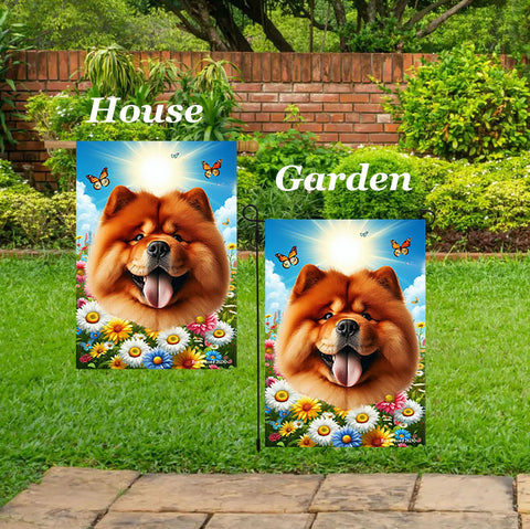 Chow Chow Red - Best of Breed  Summer Butterflies Outdoor House and Garden Flag