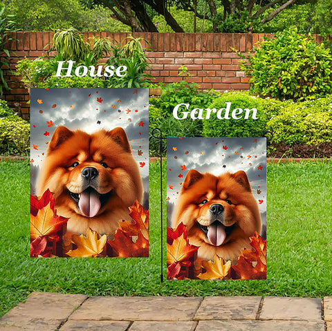 Chow Chow Red - Best of Breed  Fall Leaves Outdoor House and Garden Flag