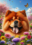 Chow Chow Red - Best of Breed  Spring Butterflies Outdoor House and Garden Flag