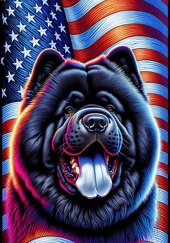 Chow Black - Best of Breed DCR Patriotic III   Outdoor House and Garden Flag