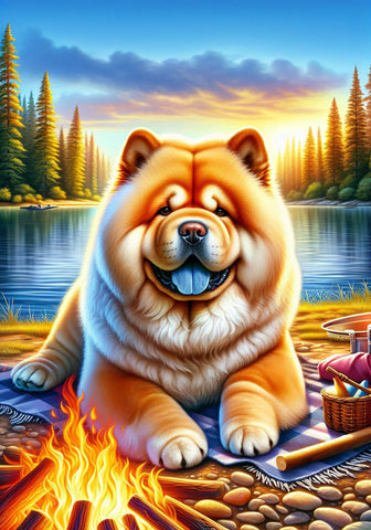 Chow Cream - Best of Breed DCR Summer Camping   Outdoor House and Garden Flag