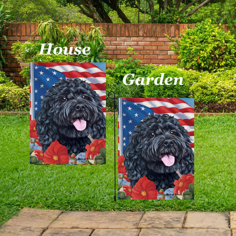 Cockapoo Black - Best of Breed  Patriotic I All-American Outdoor House and Garden Flag