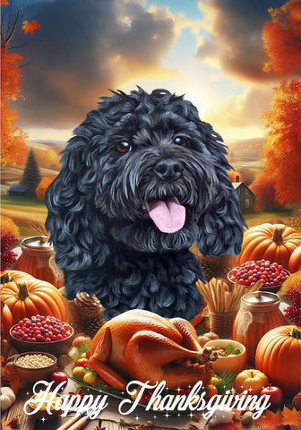 Cockapoo Black - Best of Breed  Thanksgiving Outdoor House and Garden Flag