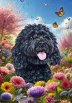 Cockapoo Black - Best of Breed  Spring Butterflies Outdoor House and Garden Flag