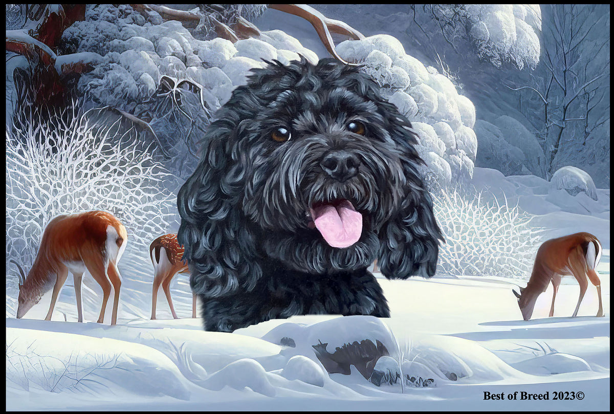 Cockapoo Black - Best of Breed Winter Wonderland Floor Mat Tufted Loop