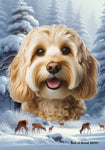 Cockapoo Blonde - Best of Breed  Winter Wonderland Outdoor House and Garden Flag