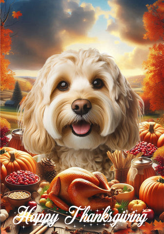Cockapoo Blonde - Best of Breed  Thanksgiving Outdoor House and Garden Flag
