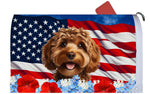 Cockapoo Chocolate - Best of Breed Patriotic Mailbox Cover Hi-Grade Vinyl 6" x 19"