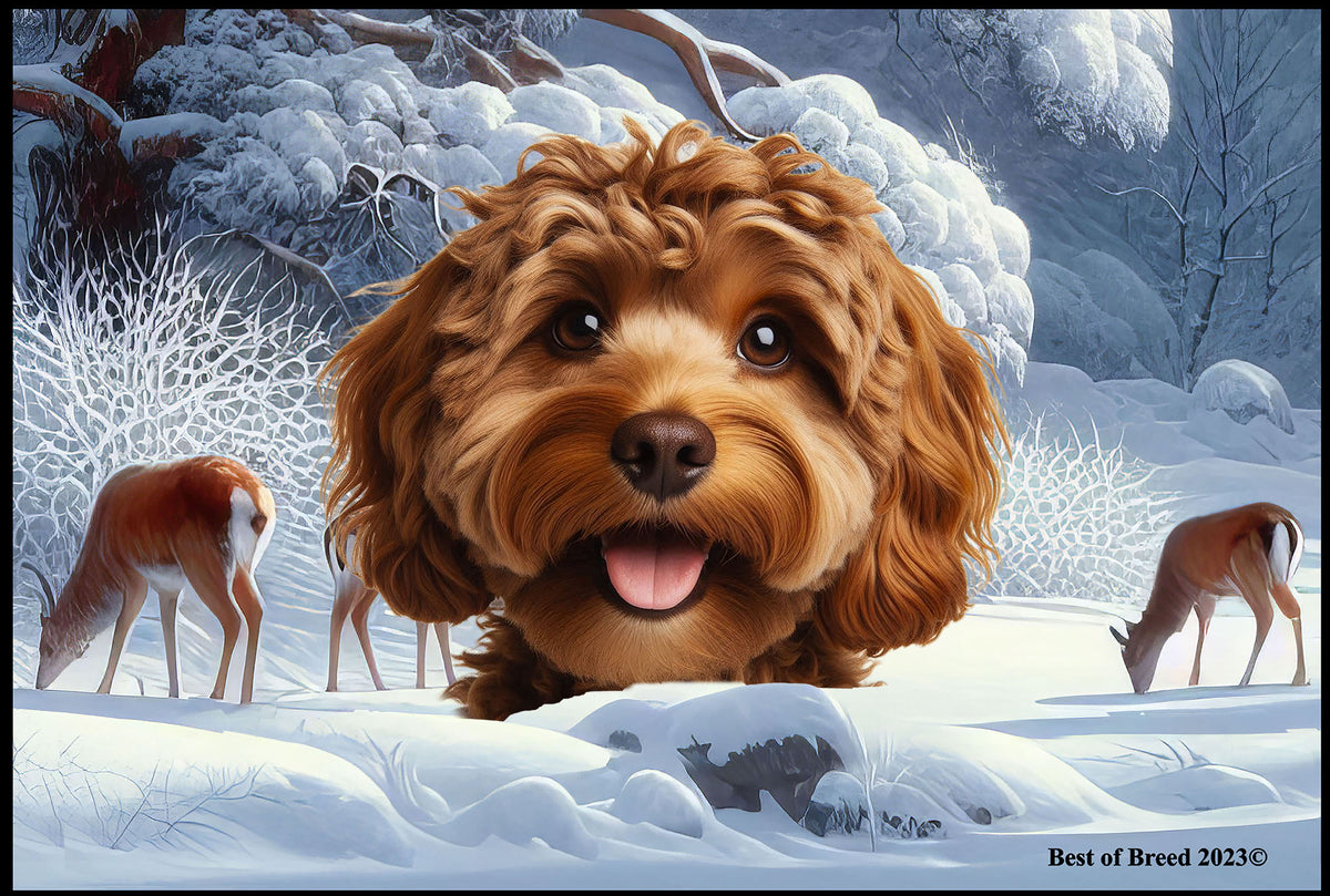 Cockapoo Chocolate - Best of Breed Winter Wonderland Floor Mat Tufted
