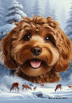 Cockapoo Chocolate - Best of Breed  Winter Wonderland Outdoor House and Garden Flag