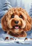 Cockapoo Red - Best of Breed  Winter Wonderland Outdoor House and Garden Flag