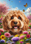 Cockapoo Red - Best of Breed  Spring Butterflies Outdoor House and Garden Flag