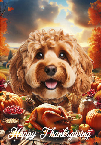 Cockapoo Red - Best of Breed  Thanksgiving Outdoor House and Garden Flag